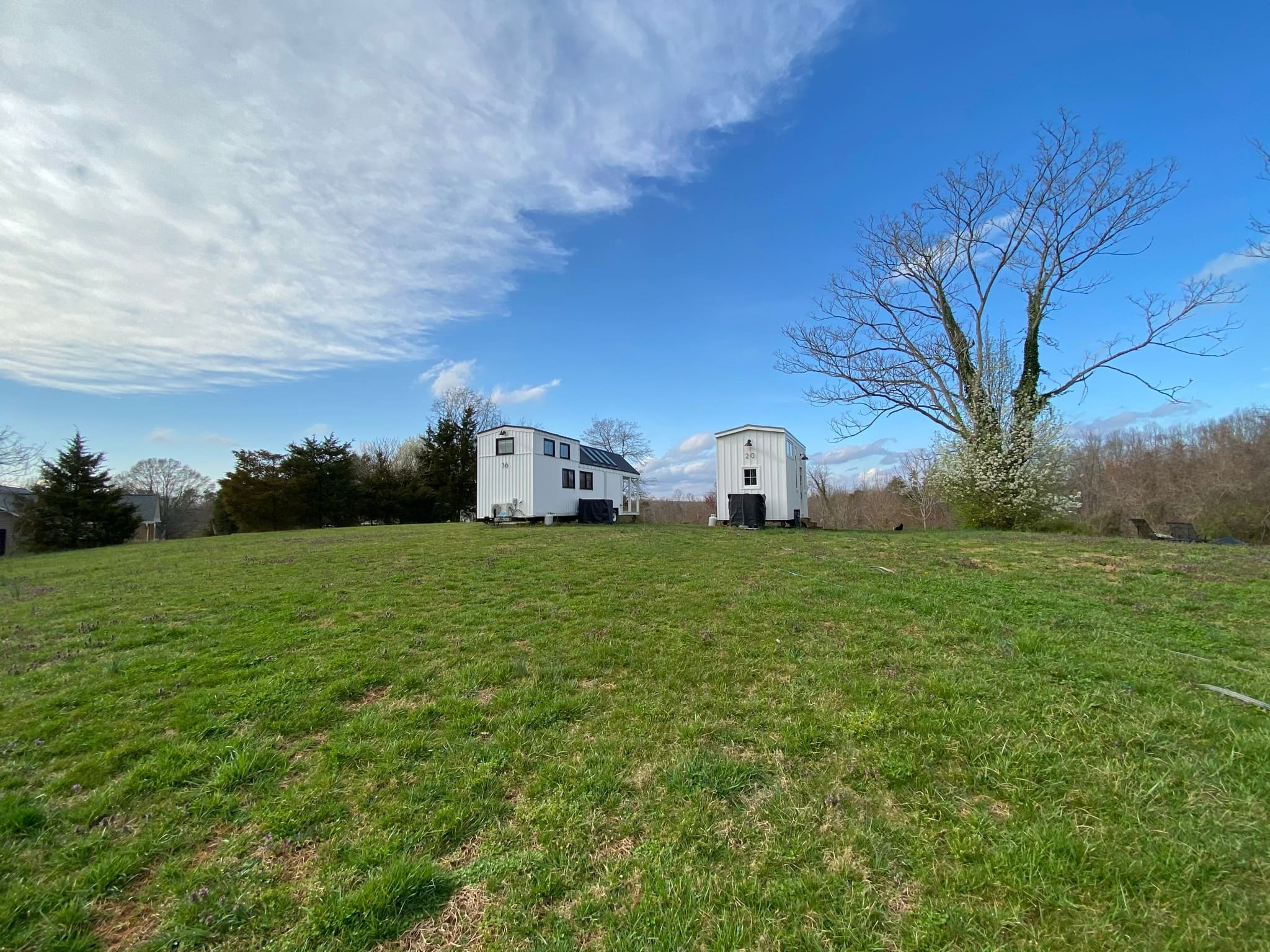 Approaching our tiny home on the farm of Perch & Nest.