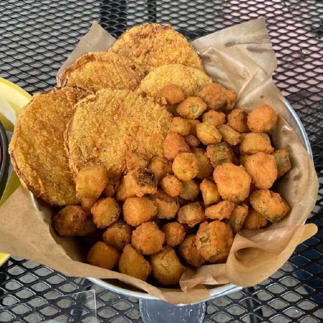 Fried okra and green tomatoes.