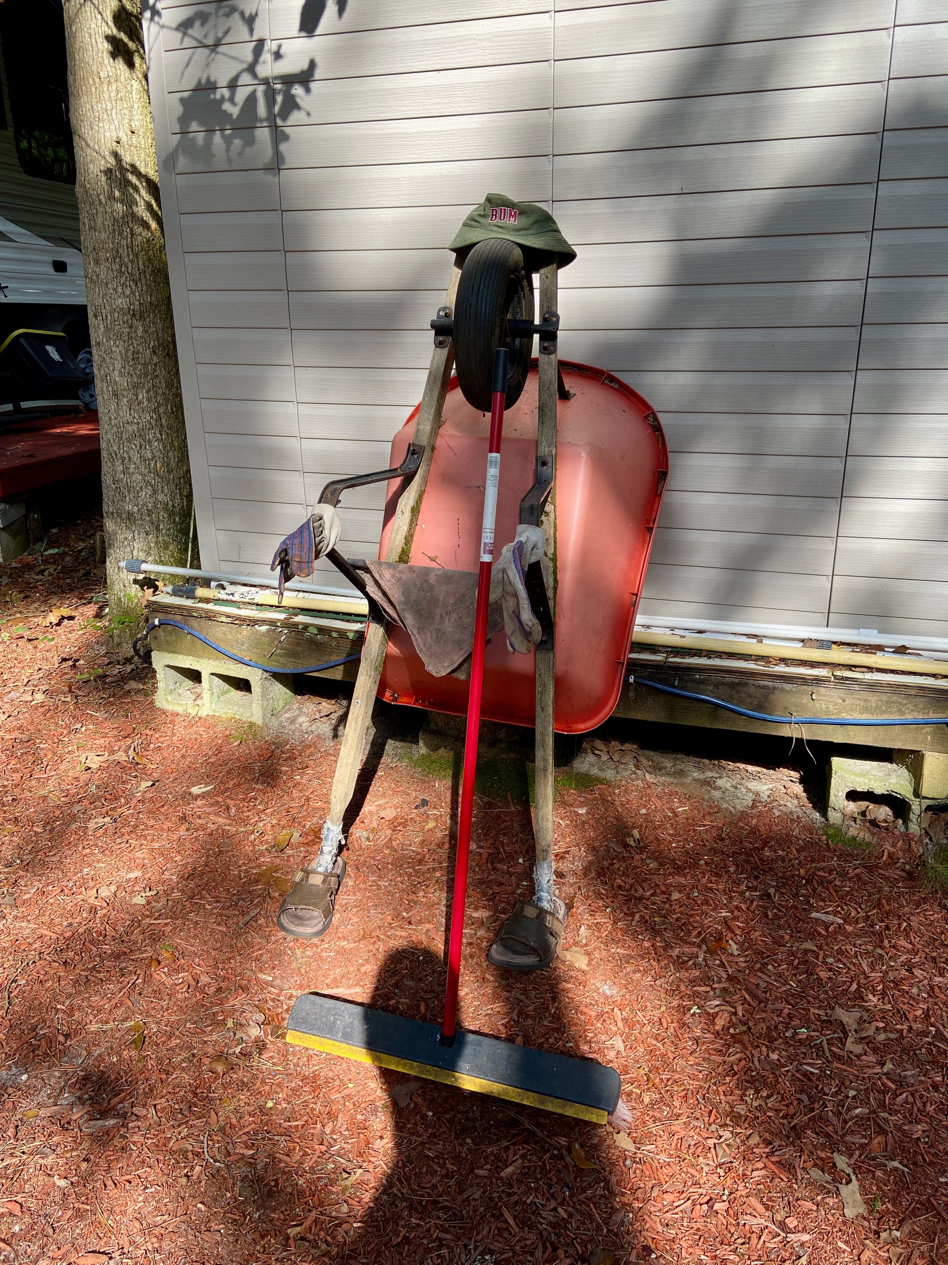 Walking around the trailer park.