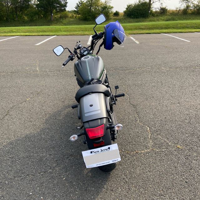Kristin enjoying her new Honda Rebel 500