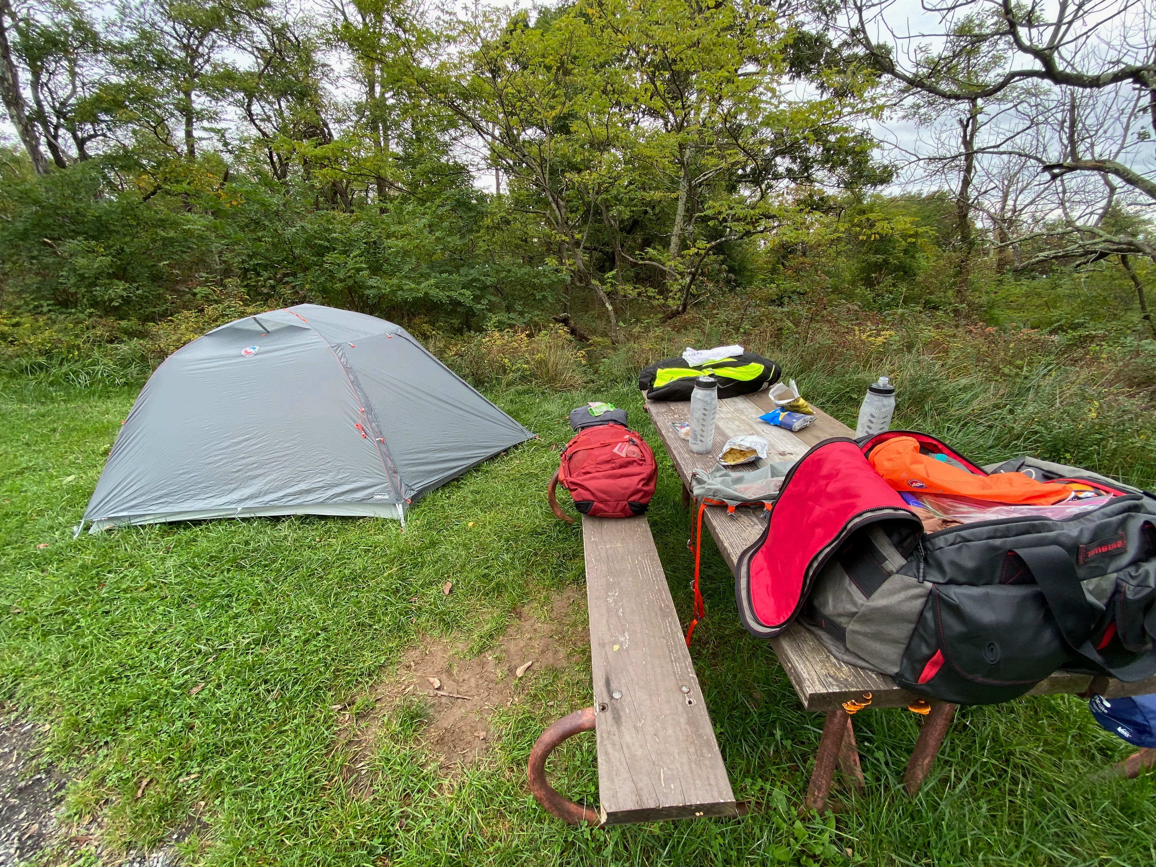 Second night of camping, mostly unpacked.