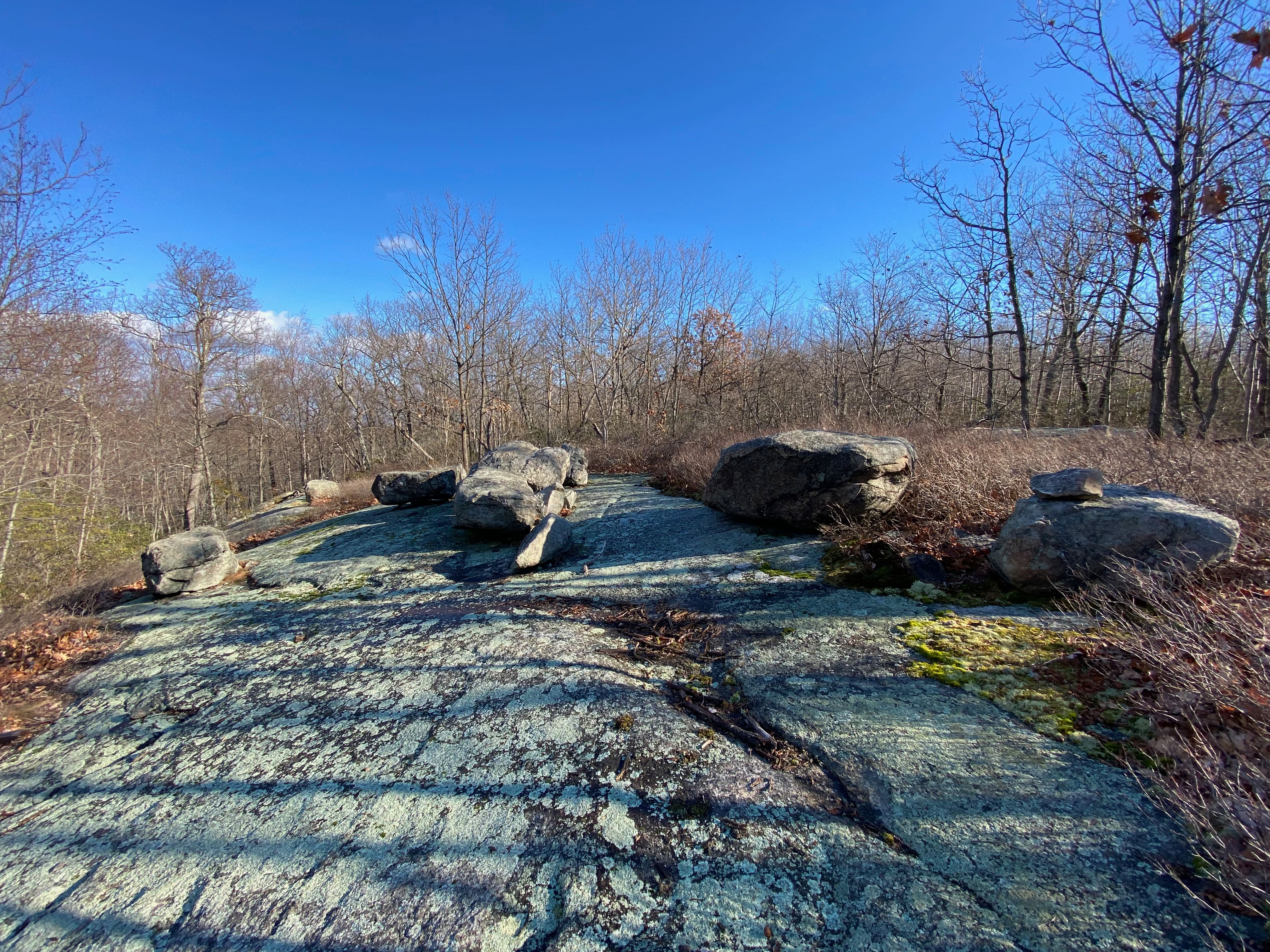Curious rock placement along the balding mountain.