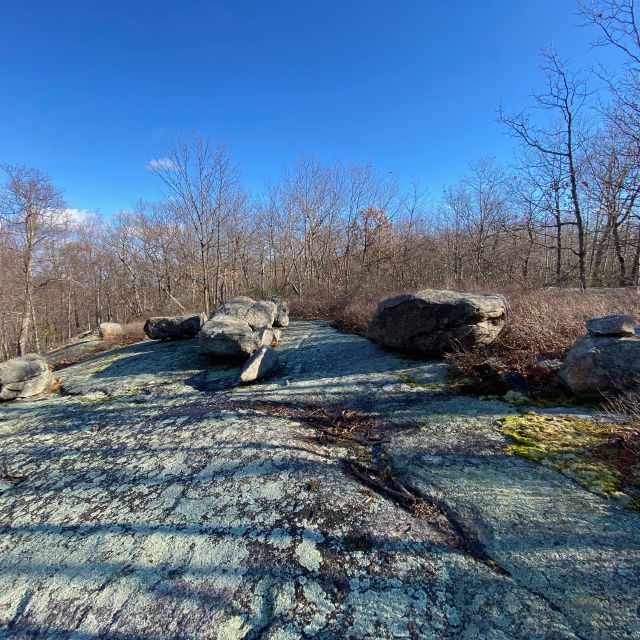 Curious rock placement along the balding mountain.