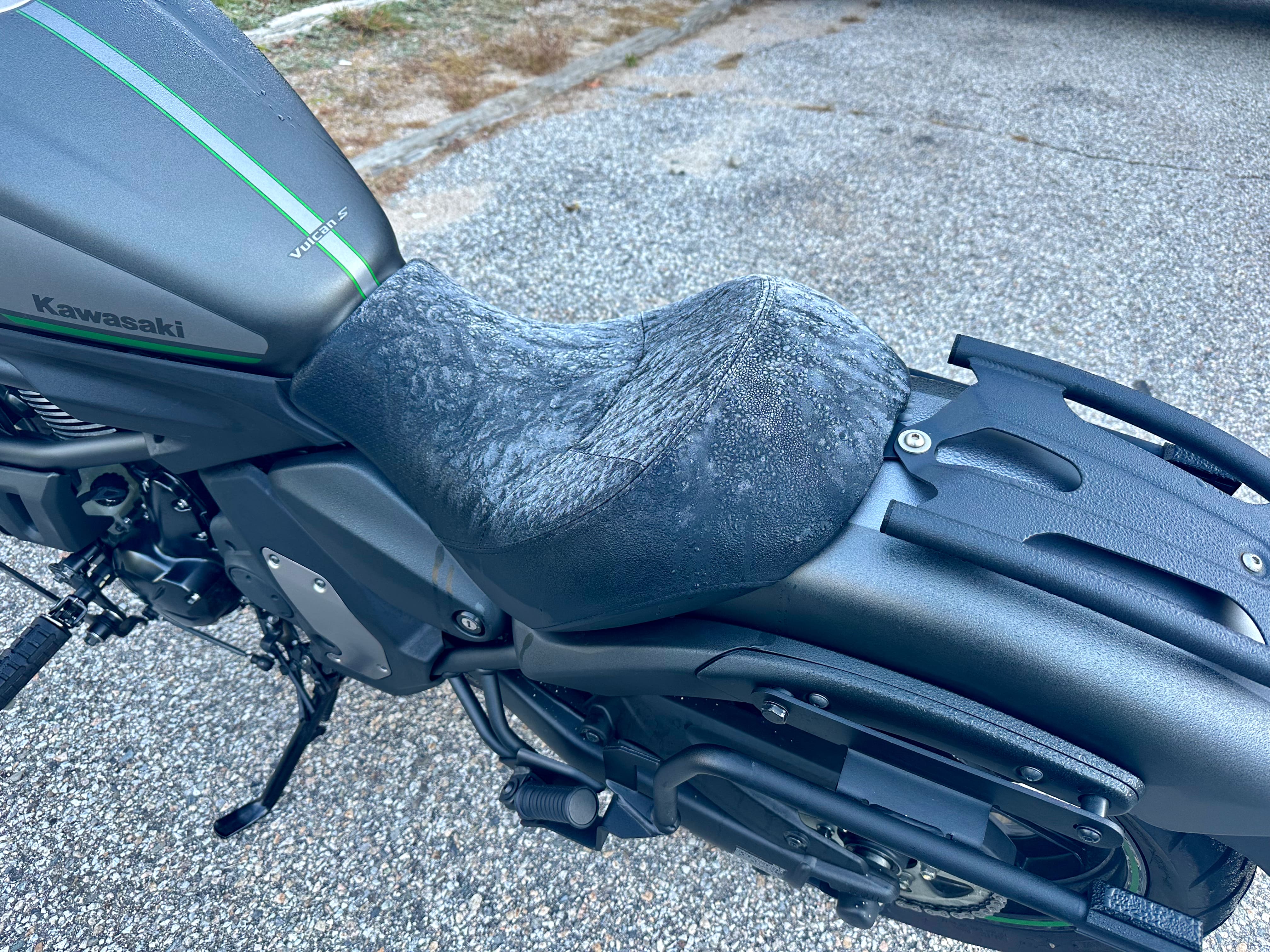 Frosty seats this morning, before the sun reached them and quickly melted it all.