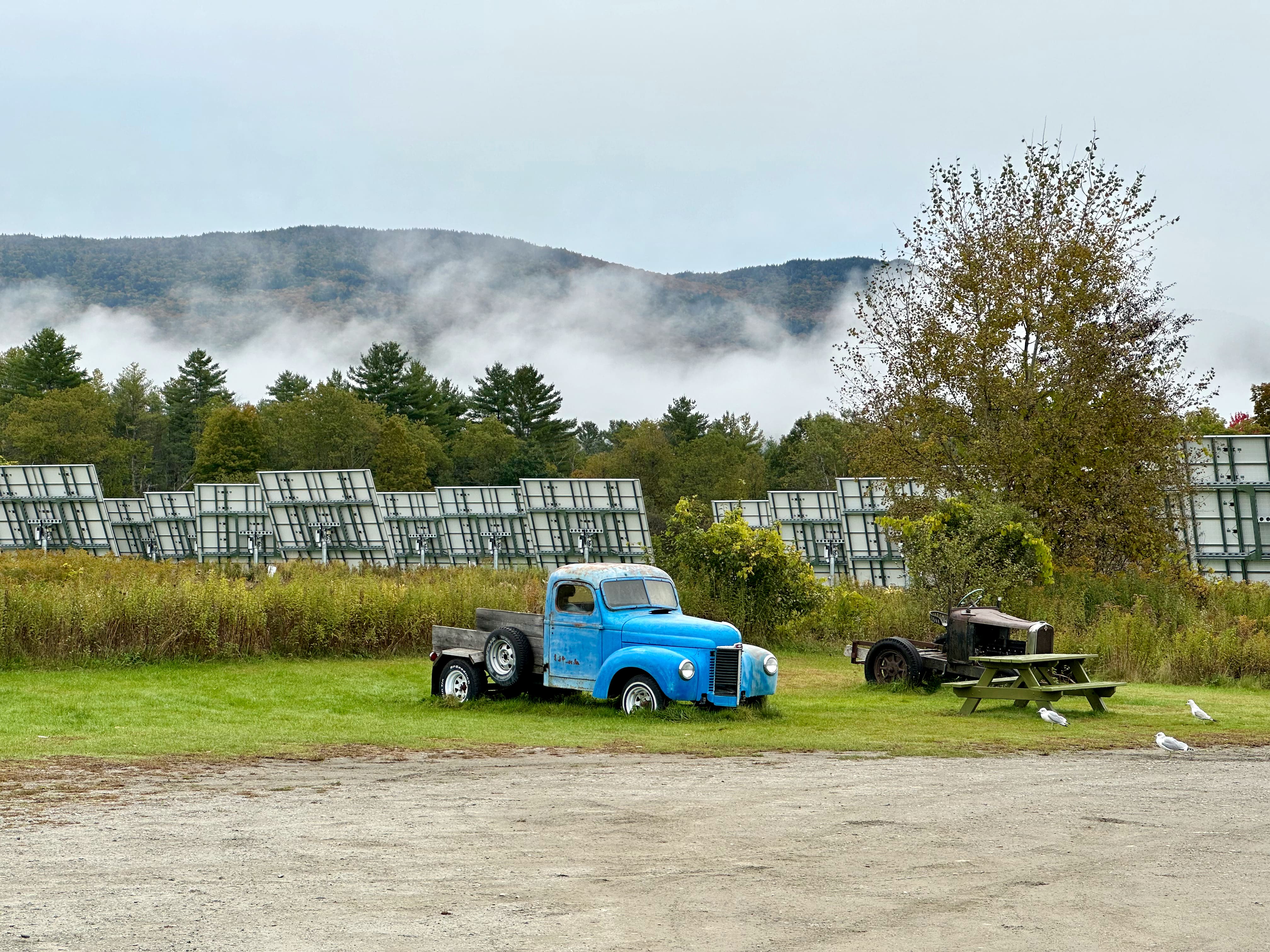 Early morning fog as we grab some cider and donuts.