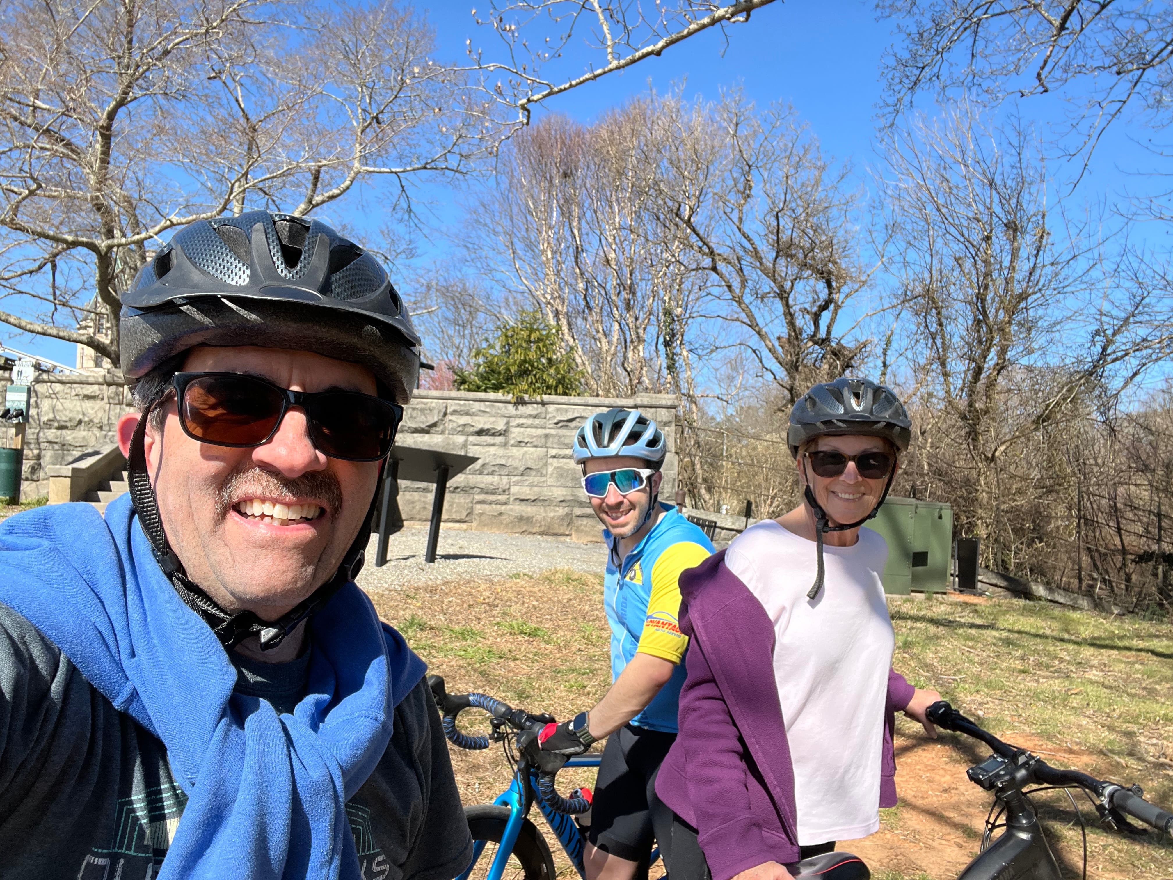 In the early spring, I got my folks onto eBikes at Biltmore House!  I wish I had a gravel bike for this ride, though.