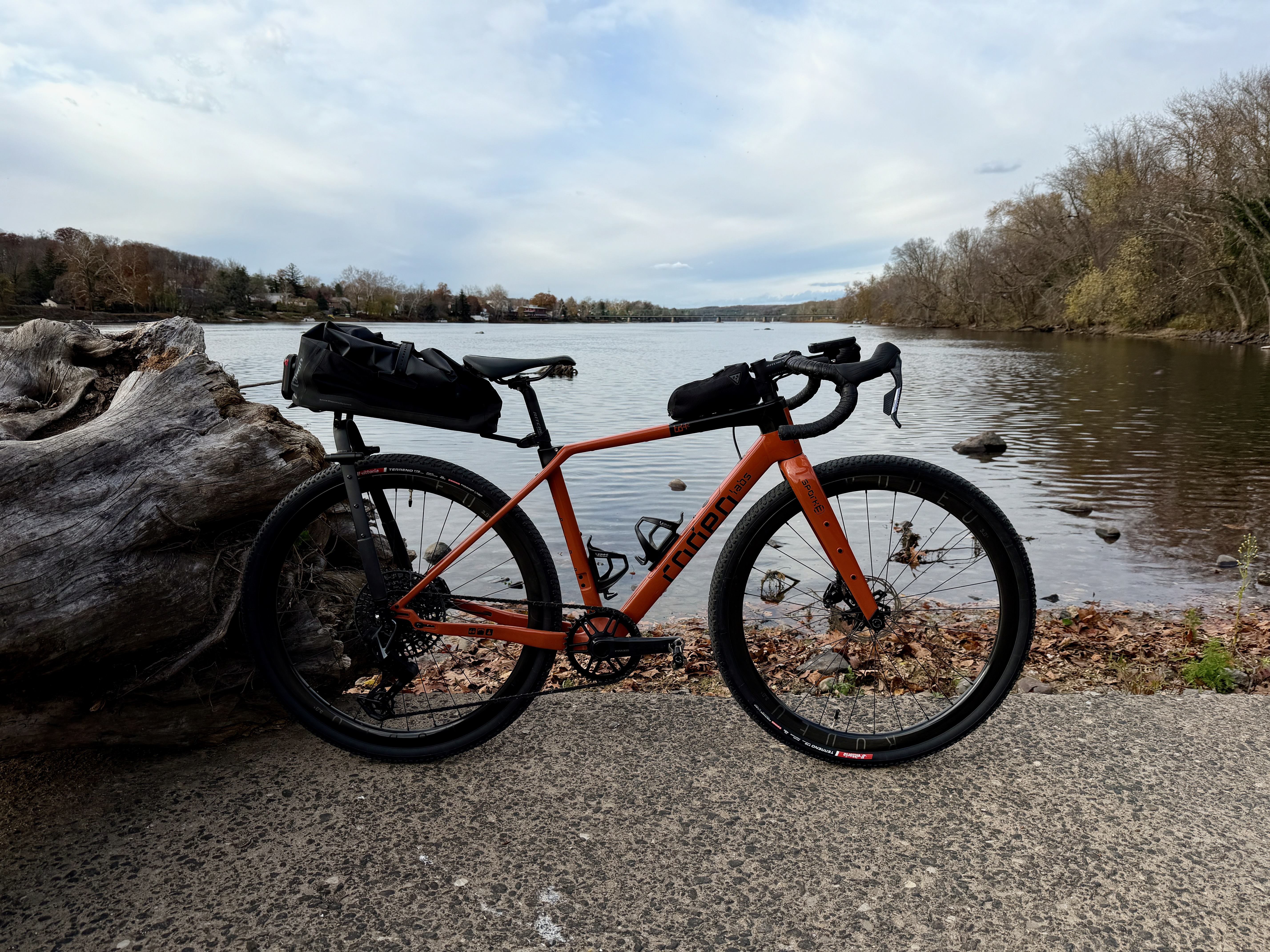 My Rodeo Labs Traildonkey with a Tailfin rear bag on it. Had not yet switched my 42T chainring over to a 36T for the trip.